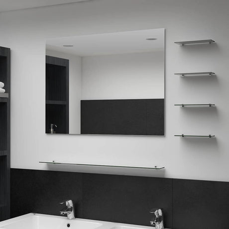 Wall Mirror With Shelf 50X60 Cm Tempered Glass