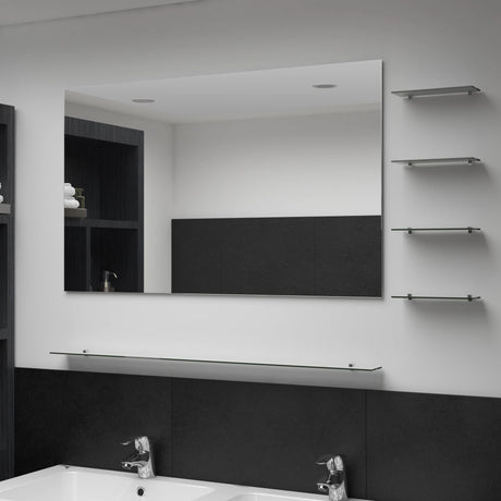 Wall Mirror With Shelf 50X60 Cm Tempered Glass
