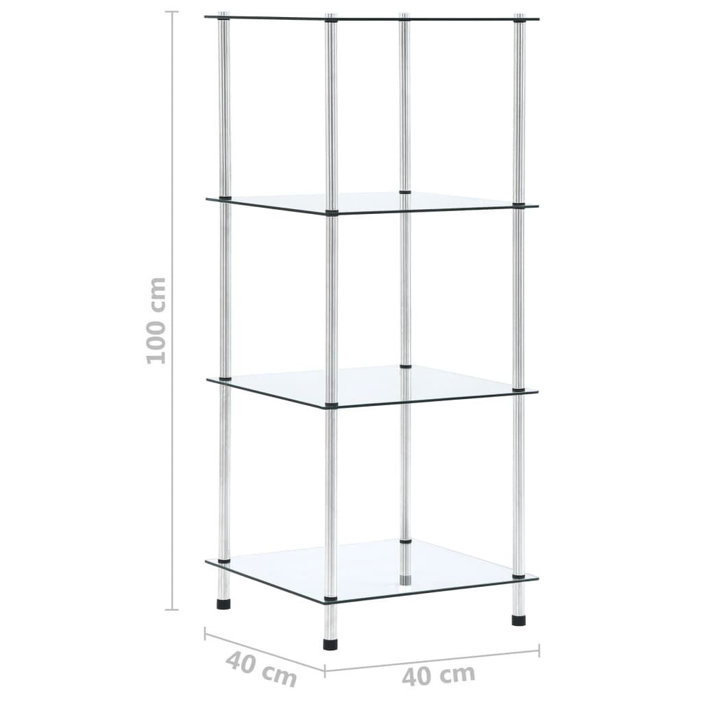 4-Tier Shelf 40X40X Tempered Glass