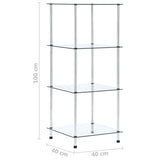4-Tier Shelf 40X40X Tempered Glass
