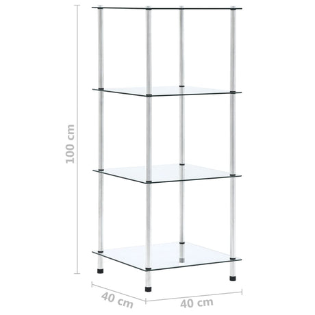 4-Tier Shelf 40X40X Tempered Glass