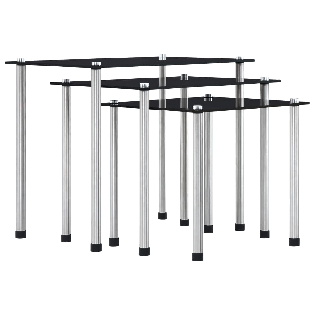 Nesting Tables 3 Pcs Tempered Glass