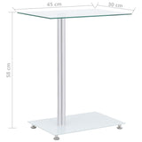 U-Shaped Side Table Transparent 45X30X58 Cm Tempered Glass