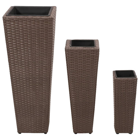 Garden Raised Beds 3 Pcs Poly Rattan