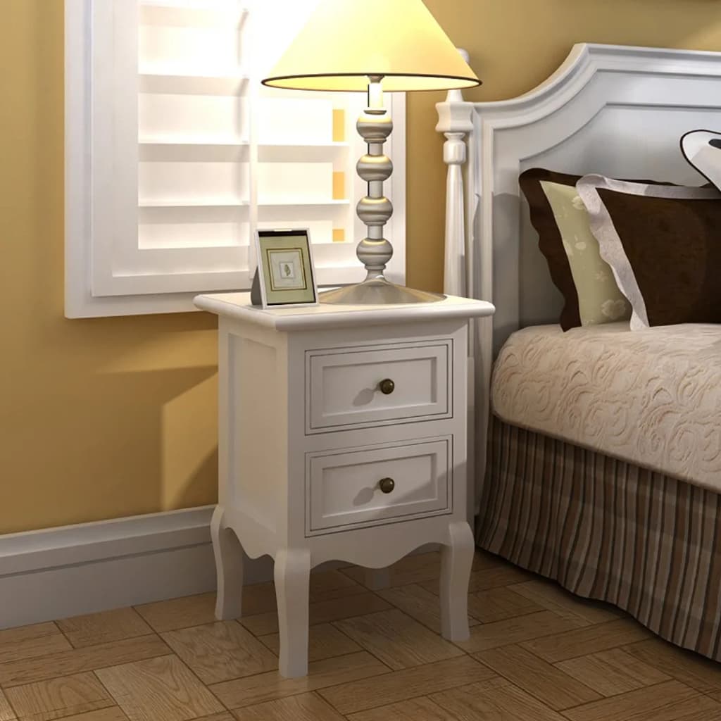 Bedside Cabinet 2 Pcs White 35X30X49 Cm Mdf