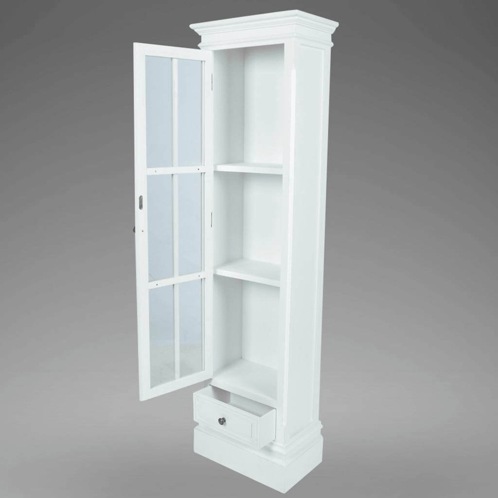 Chic Bookcase Cabinet With 3 Shelves White Wooden