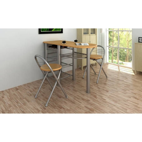 3 Piece Bar Set With Shelves Wood And Steel White