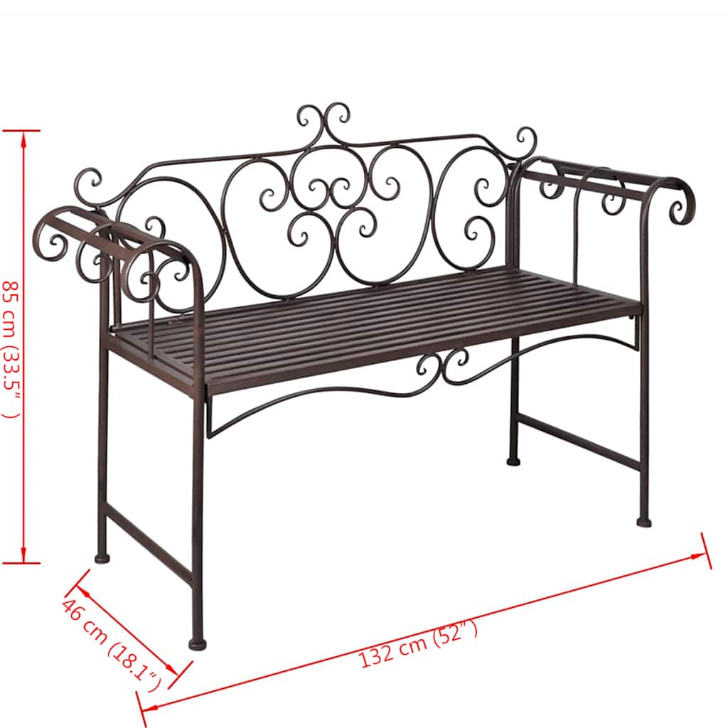 Garden Bench 132 Cm Steel Antique