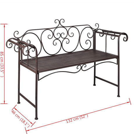 Garden Bench 132 Cm Steel Antique