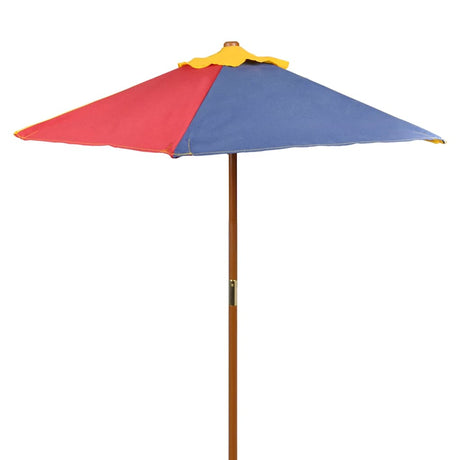 Kids' Picnic Table With Benches And Parasol Wood