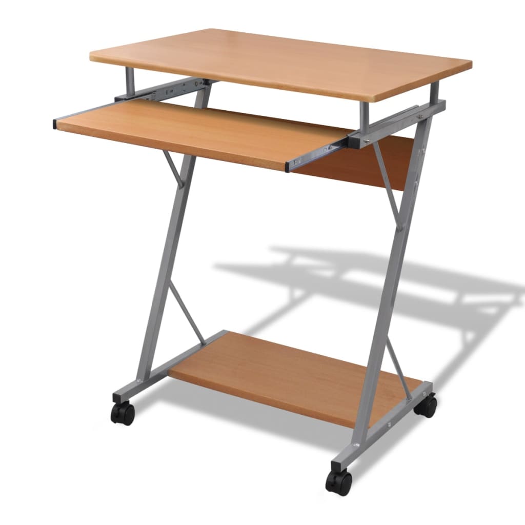 Compact Computer Desk With Pull-Out Keyboard Tray
