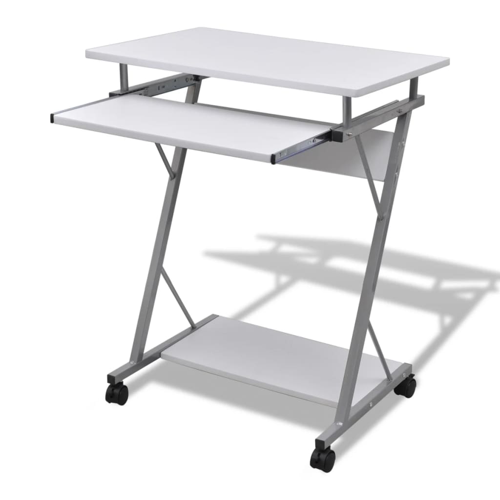 Compact Computer Desk With Pull-Out Keyboard Tray