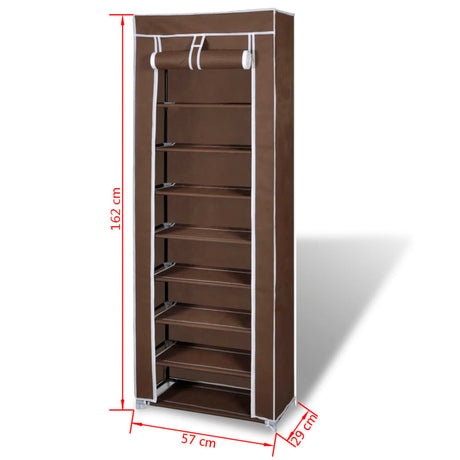 Fabric Shoe Cabinet With Cover 162 X 57 X 29 Cm