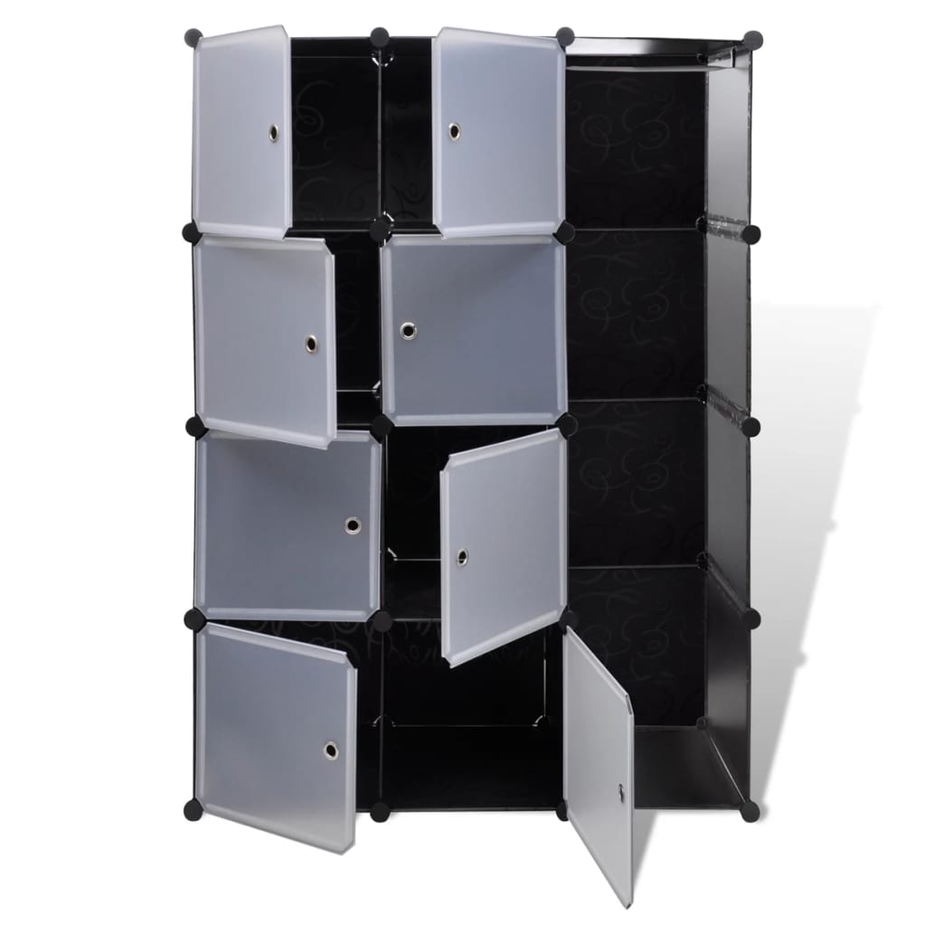 Modular Cabinet 9 Compartments 109x36.5x143 cm Black and White
