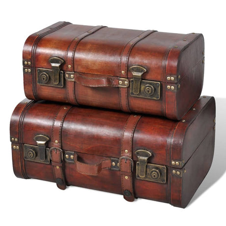 Wooden Treasure Chest 2 Pcs Vintage Brown