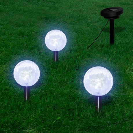 Solar Bowl 3 Led Garden Lights With Spike Anchors & Solar Panel