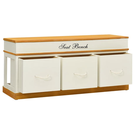 Storage Bench Solid Paulownia Wood 100 Cm