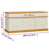 Storage Bench Solid Paulownia Wood 100 Cm