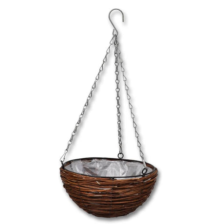 Hanging Round Willow Basket 4 Pcs With Liner & Chain