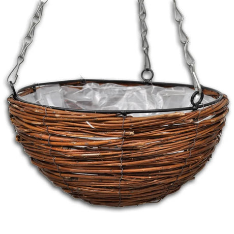 Hanging Round Willow Basket 4 Pcs With Liner & Chain