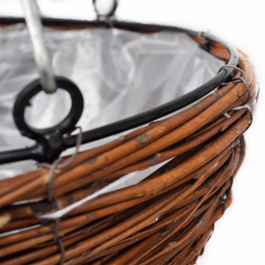 Hanging Round Willow Basket 4 Pcs With Liner & Chain