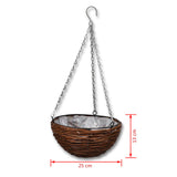 Hanging Round Willow Basket 4 Pcs With Liner & Chain