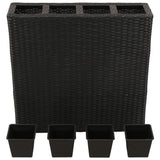 Garden Raised Bed With 4 Pots Poly Rattan