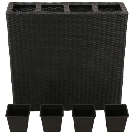 Garden Raised Bed With 4 Pots Poly Rattan