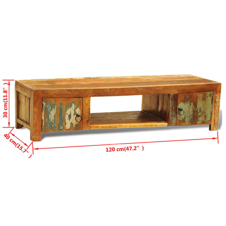 Reclaimed Wood Tv Cabinet With 2 Doors Vintage Antique-Style