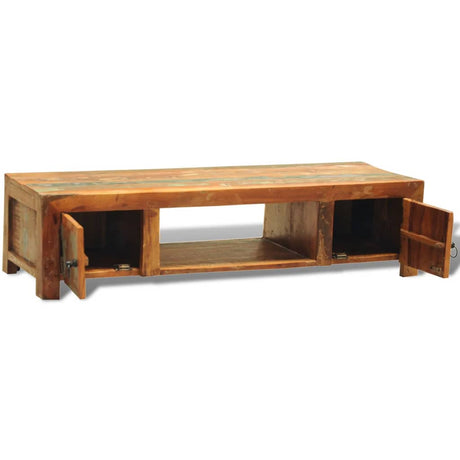 Reclaimed Wood Tv Cabinet With 2 Doors Vintage Antique-Style