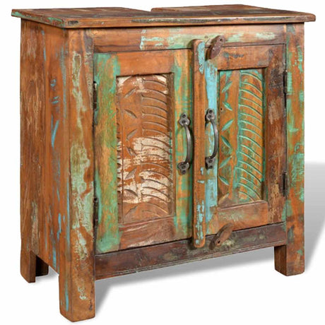 Reclaimed Solid Wood Bathroom Vanity Cabinet Set With Mirror