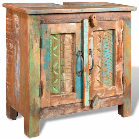 Reclaimed Solid Wood Bathroom Vanity Cabinet Set With Mirror