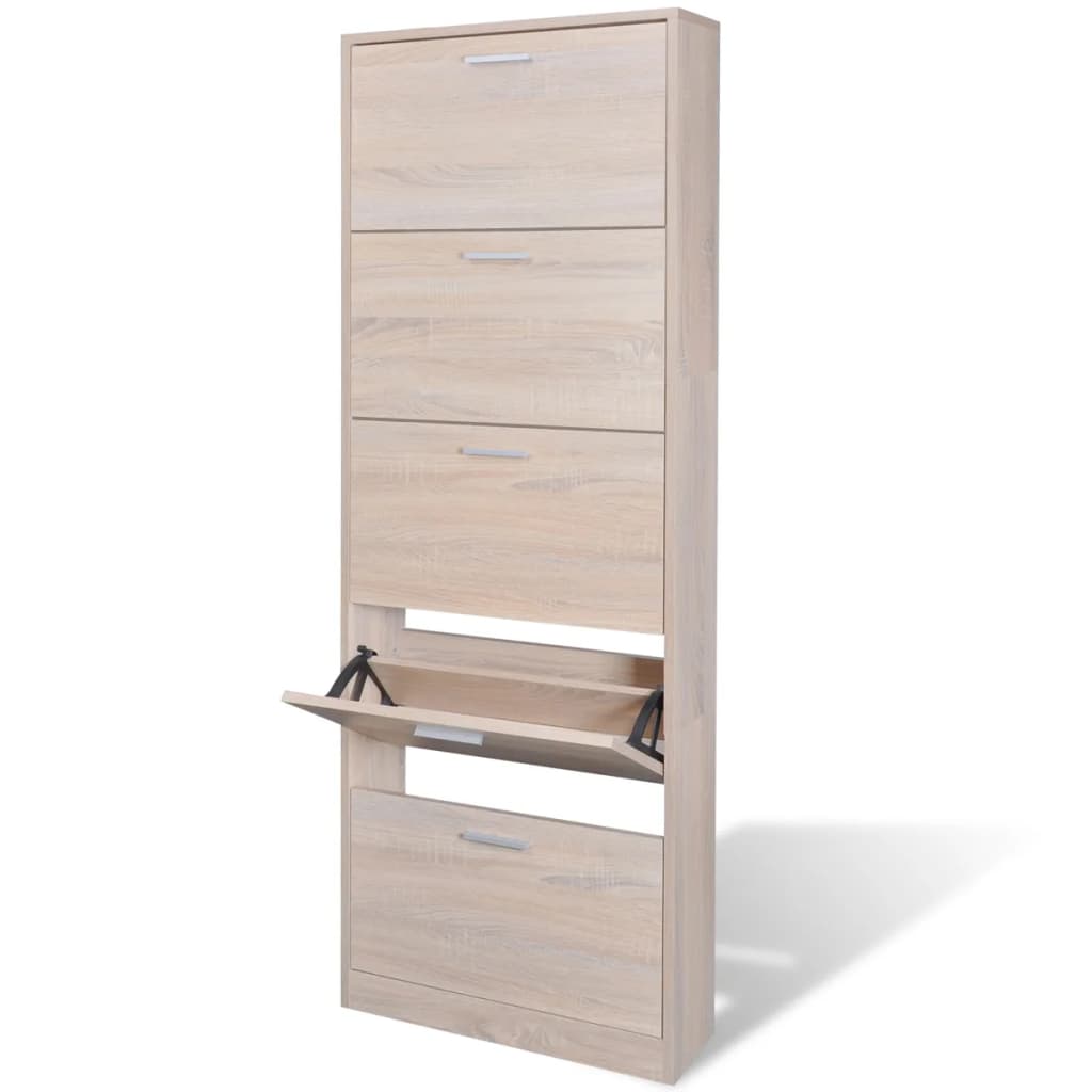 Look Wooden Shoe Cabinet With 5 Compartments