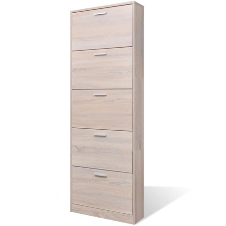 Look Wooden Shoe Cabinet With 5 Compartments