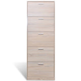 Look Wooden Shoe Cabinet With 5 Compartments