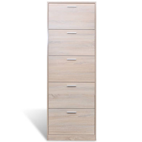 Look Wooden Shoe Cabinet With 5 Compartments