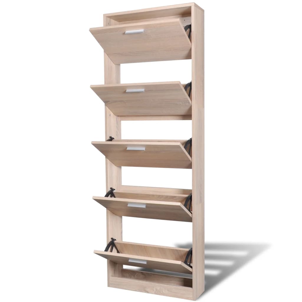 Look Wooden Shoe Cabinet With 5 Compartments