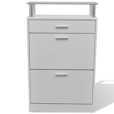 Shoe Cabinet With A Drawer And A Top Glass Shelf Wood