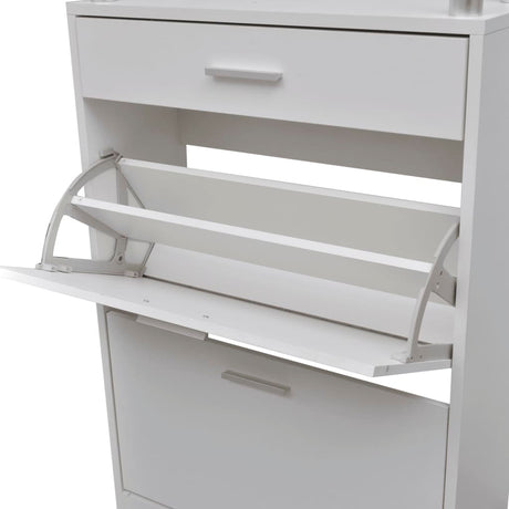 Shoe Cabinet With A Drawer And A Top Glass Shelf Wood