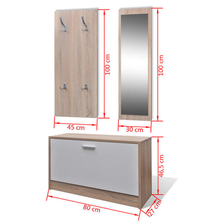 And White 3-In-1 Wooden Shoe Cabinet Set