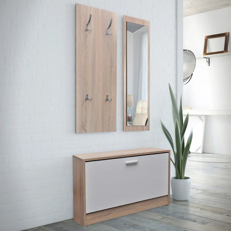 And White 3-In-1 Wooden Shoe Cabinet Set