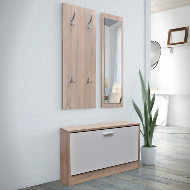 And White 3-In-1 Wooden Shoe Cabinet Set