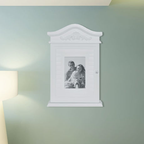 Key Cabinet With Photo Frame White