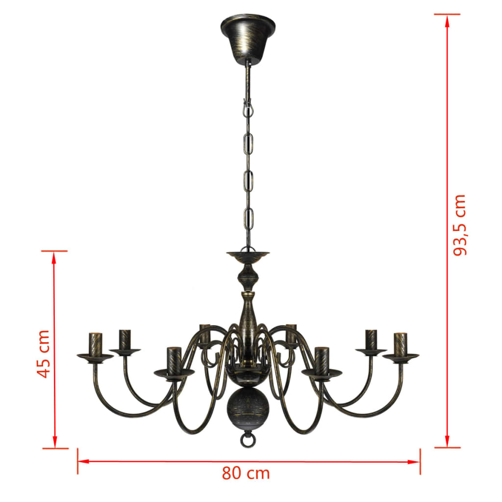 Antique Metal Chandelier 8 X E14 Bulbs