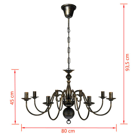 Antique Metal Chandelier 8 X E14 Bulbs