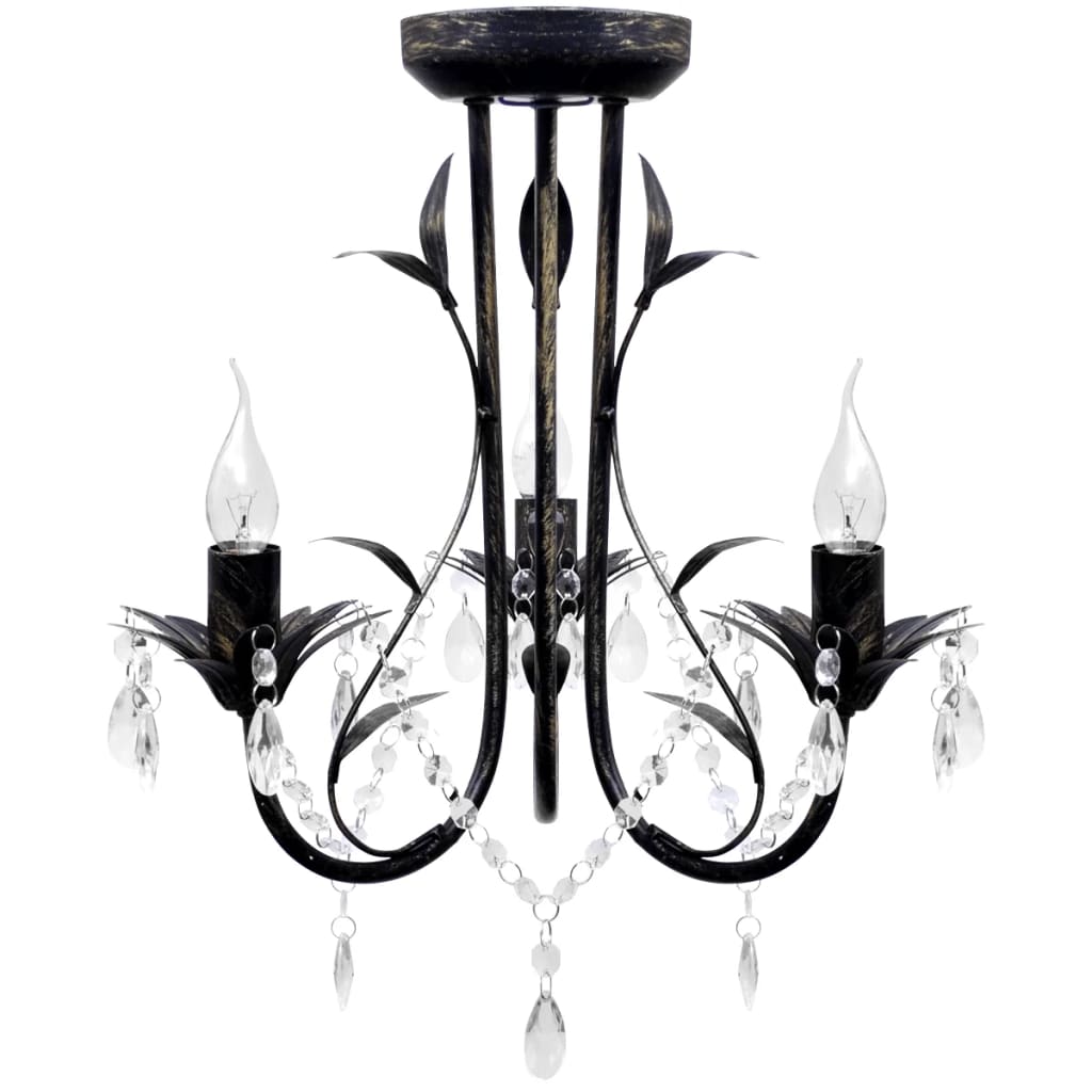 Art Nouveau Style Chandelier Crystal Beads 3Xe14 Bulbs