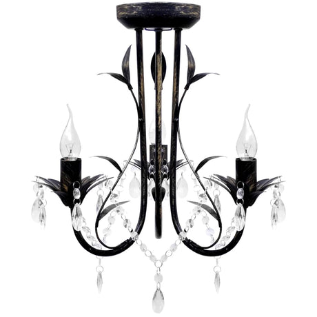 Art Nouveau Style Chandelier Crystal Beads 3Xe14 Bulbs