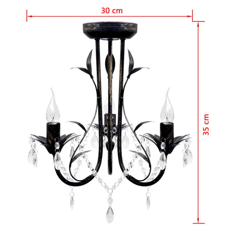 Art Nouveau Style Chandelier Crystal Beads 3Xe14 Bulbs