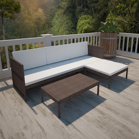3 Piece Garden Lounge Set With Cushions Poly Rattan