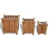 3 Pcs Bamboo Raised Bed With Nylon Lining